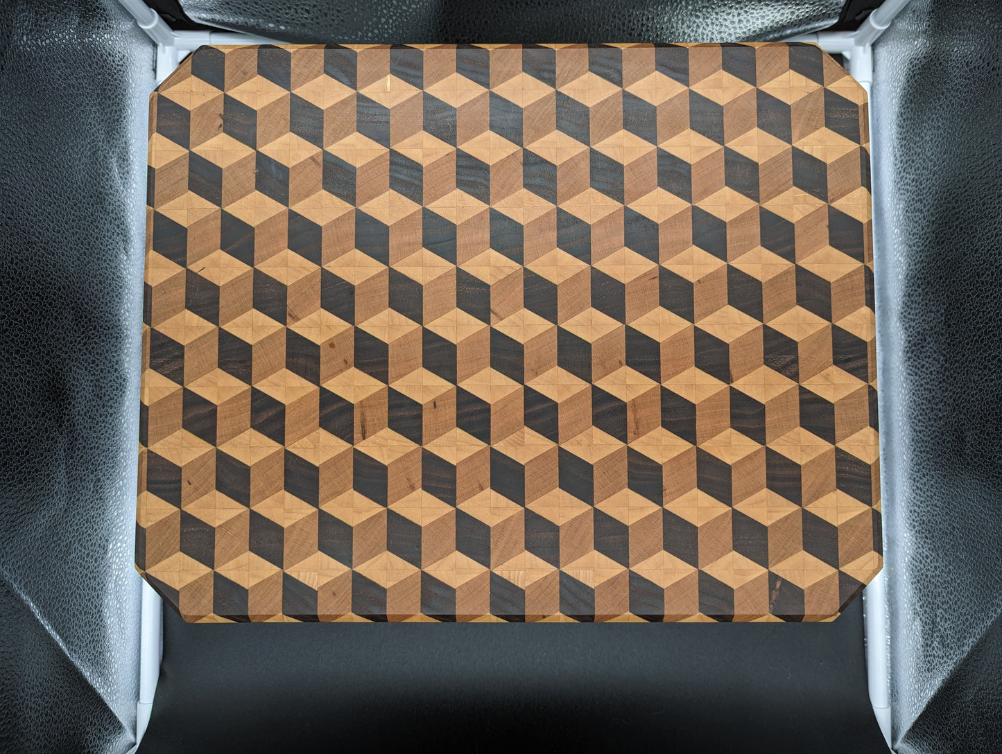 Black walnut and maple 3D End grain cutting board