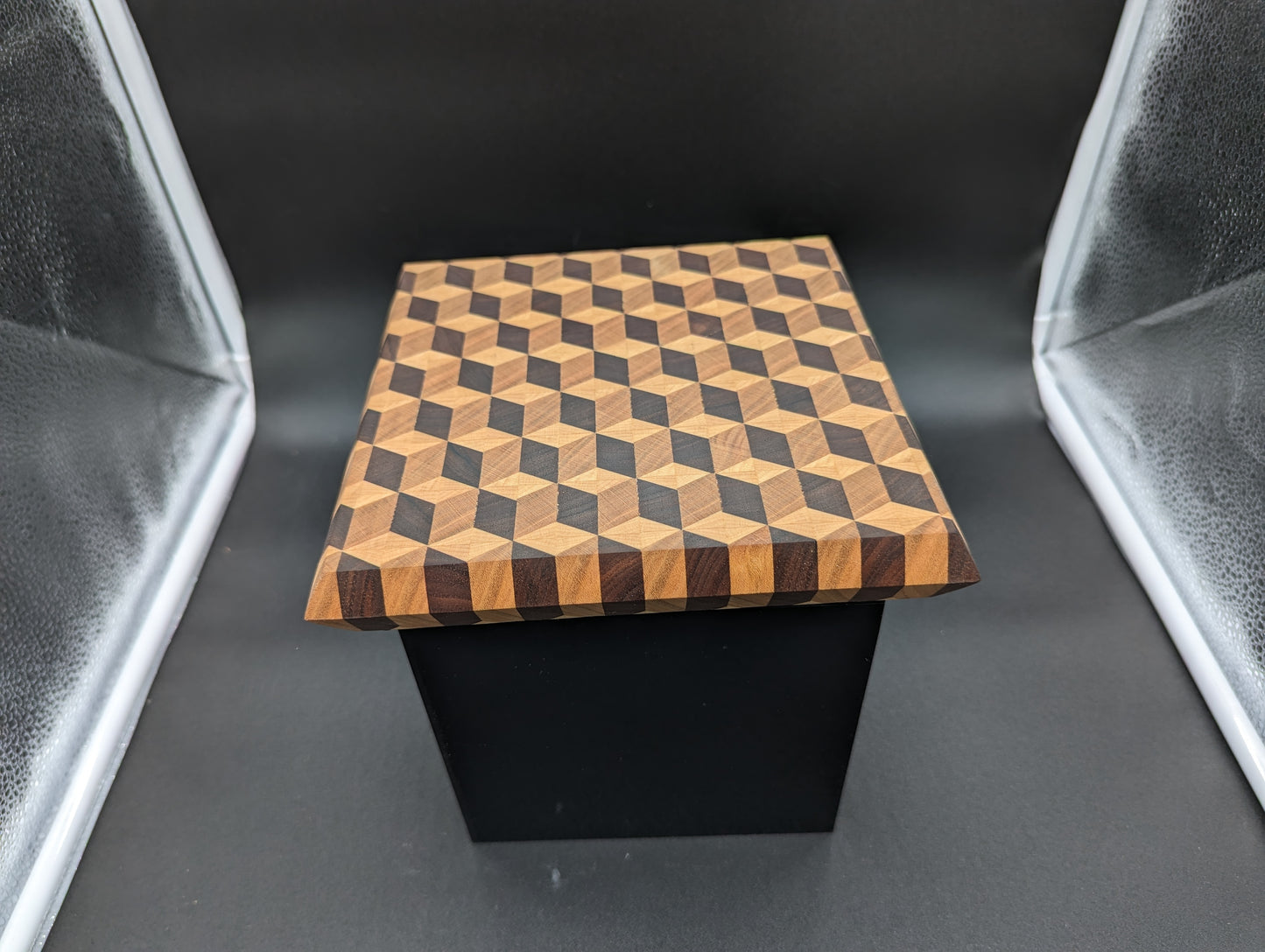 Black walnut and maple 3D End grain cutting board